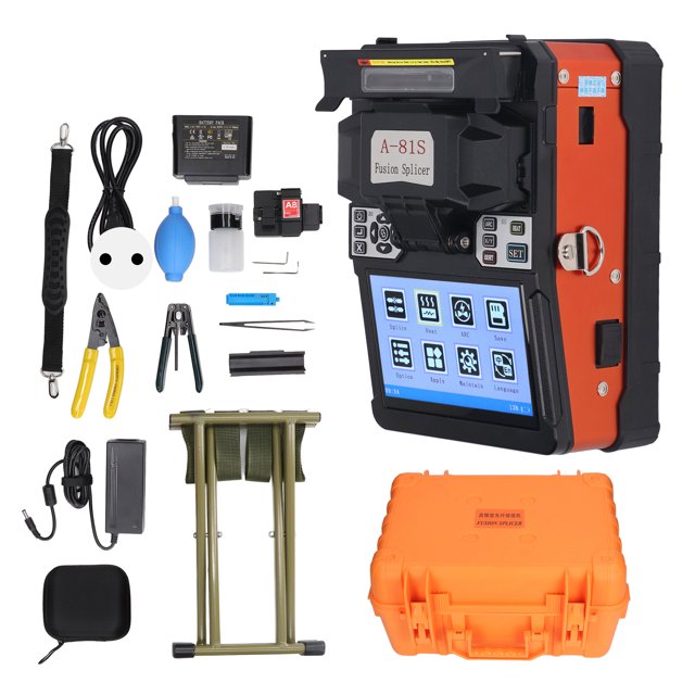 Fiber Fusion Splicer Lightweight ABS Housing Intelligent High Accuracy Splicing Machine 100‑240V EU Plug