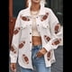 thumbnail image 5 of Chaqueta de con Lentejuelas y Diseño Desgastado para Fútbol Femenino, Abrigo Tipo Sobretodo de Rugby con Parches M, 5 of 10