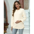 thumbnail image 3 of Yesfashion Women's Cable Knit Maternity Tops Round Neck Long Sleeve Pregnancy Nursing Pullover Sweatshirt Double Split with Buttons, 3 of 7