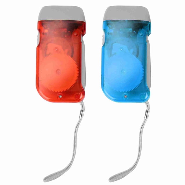 Linterna LED de emergencia para exteriores, minimanual, con manivela (roja y azul)