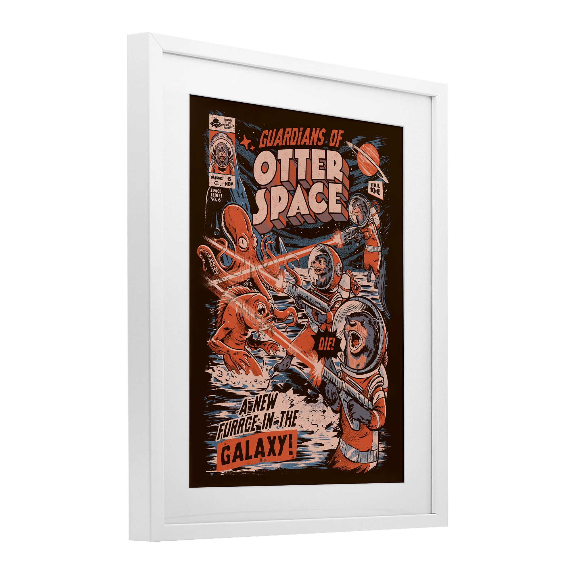 Stupell Industries Guardians Of Otter Space Retro White Framed Print Under Glass, design by EduEly Designs