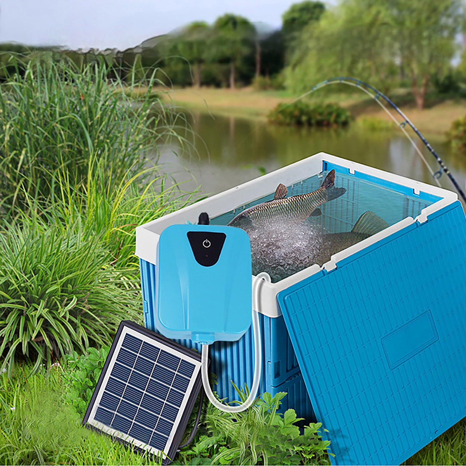 Fish Solar Water Filter Pump for Fish Pond, Solar Powered Waterproof USB Oxygenator Aerator Pump Oxygen for Outdoor Pool Pond