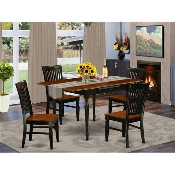 5 Piece Monza Dining Set - Black & Cherry