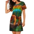 thumbnail image 2 of Easygdp Chameleon Camisón de manga corta para mujer, informal, estampado, 2 of 6