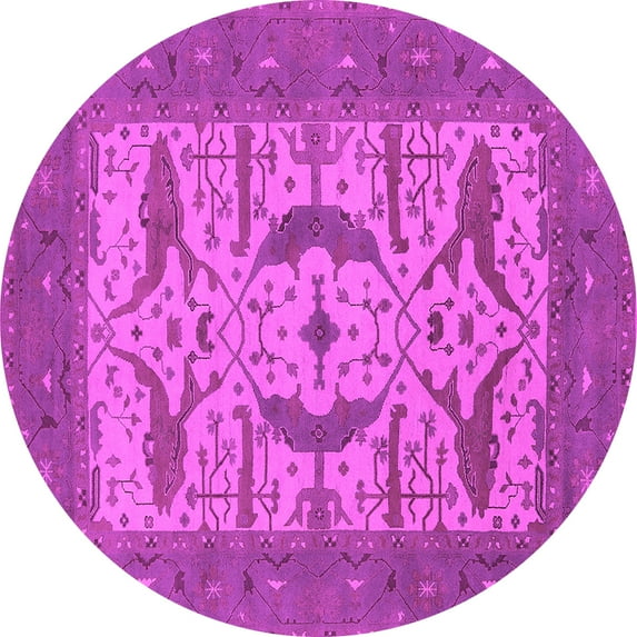 Ahgly Company Indoor Round Oriental Pink Industrial Area Rugs, 6' Round