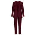 thumbnail image 6 of Scyoekwg Athletic Sets for Women Fashion Fall Outfits Solid Color Crewneck Long Sleeve Coats Suits Loose Casual Set (Wine,L), 6 of 7