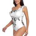 thumbnail image 3 of Yiaed Running White Horses Print Women One Piece Swimsuits Tummy Control One Shoulder Bathing Suits Pattern Ruffle Swimwear-X-Large, 3 of 8