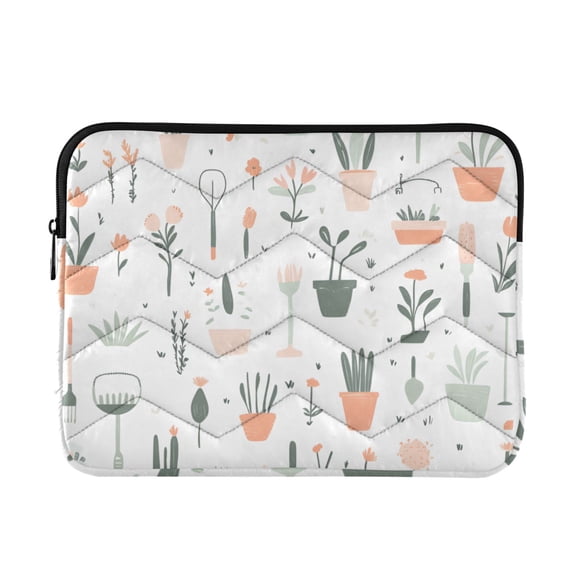 FORMRS 13-13.3 inch Laptop Sleeve Case Soft Carrying Quilted Computer Bag Cover, Green Garden Pattern