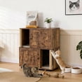 thumbnail image 2 of Multi-Functional Cat Litter Box Enclosure,Double Layer Litter Cabinet with 2 Litter Mat and Sisal Scratching Post,Hidden Cat Washroom,Dog Proof, End Table for Indoor Cats, 2 of 7