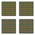 thumbnail image 1 of Fish Coaster Set of 4, Doodle Style Retro Underwater Life Sea Animals Simple Silhouettes in Different Colors, Square Hardboard Gloss Coasters, Standard Size, Multicolor, by Ambesonne, 1 of 2