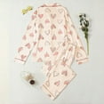 thumbnail image 5 of HOWPAY Valentines Pajamas for Women Set Heart Graphic Button down Long Sleeve Shirts and Loose Pants Sleepwear Soft Comfy 2 Piece Pj Sets Pink XL, 5 of 9