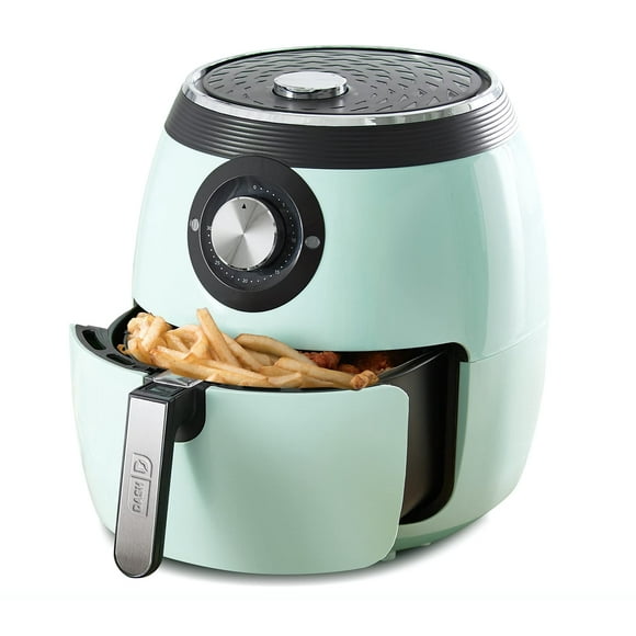 Dash DFAF455GBAQ01 Deluxe Electric Air Fryer + Oven Cooker with Temperature Control Non Stick Fry Basket Recipe Guide + Auto Shut Off Feature 6 qt Aqua