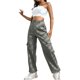 thumbnail image 1 of Pantalones cargo para mujer, cintura alta, bolsillos grandes, pantalones largos informales con banda en el tobillo para uso diario, gris L, 1 of 2