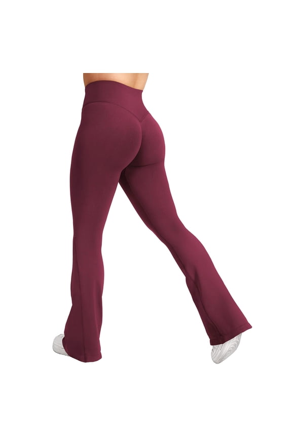 High Waist Mini Flared Leggings for Women Seamless Tummy Control Casual Flare Yoga Pants for Yoga Workout Gym Running Butt Lifting