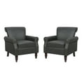 thumbnail image 7 of UIXE PU Leather Accent Chairs Set of 2 Nailed Trim Living Room Upholstered Armchair Bedroom Modern Lounge Chair, Black, 7 of 7