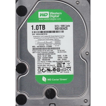 WD10EACS-07D6B0  DCM HARNHT2MAB  Western Digital 1TB SATA 3.5 Hard Drive price history on PriceWatchPro