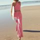 thumbnail image 5 of Traje de pijama informal de 2 piezas con cuello redondo y corte entallado para mujer conjunto diario expuesto al ombligo, 5 of 9