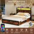 thumbnail image 5 of Gymax Full Size LED Bed Frame w/2-Tier Storage Headboard & 4 Drawers Charging Station, 5 of 10