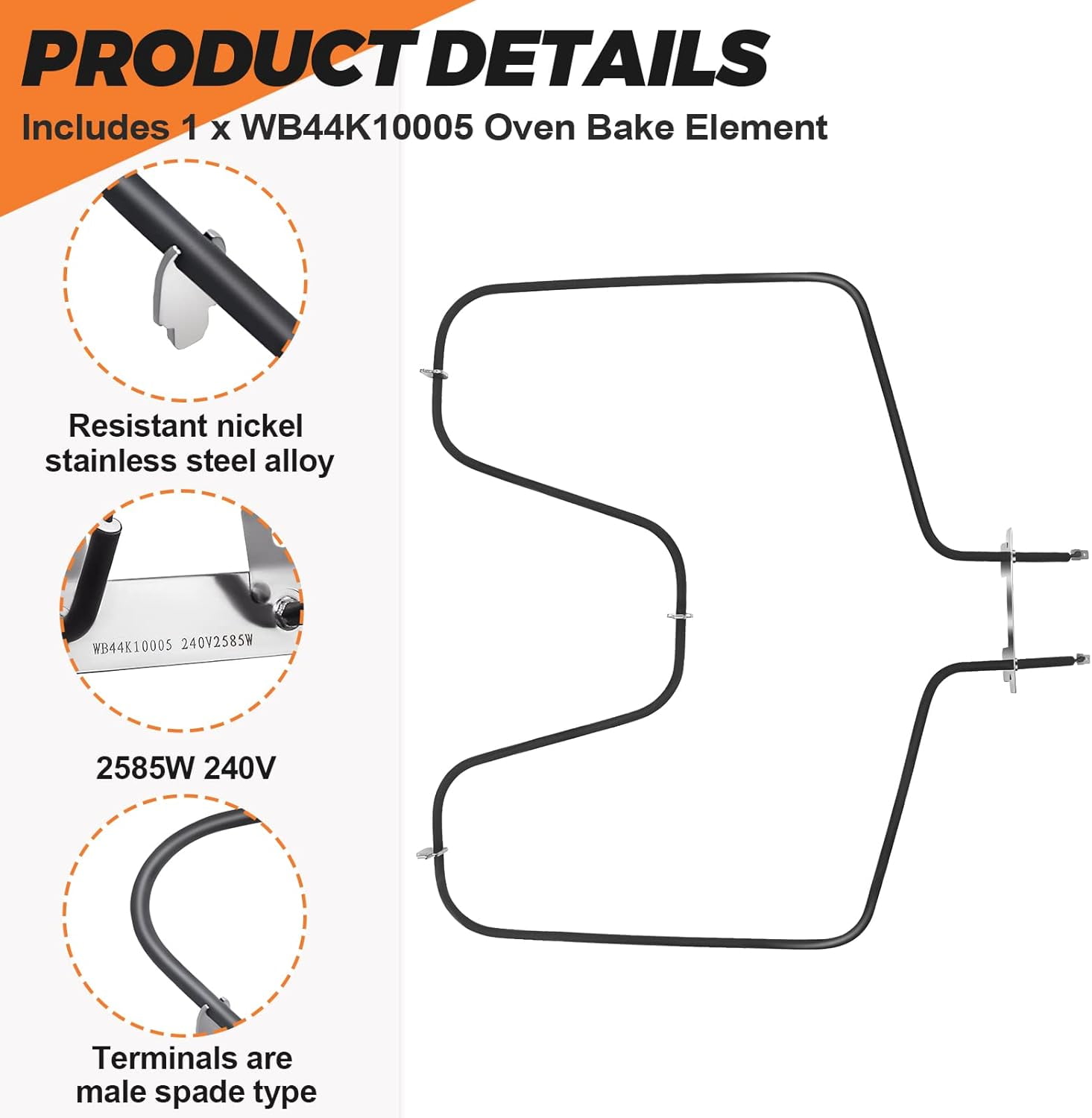 WB44K10005 WB44K10001 Oven Bake Element Suitable for GE Hotpoint Oven