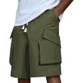thumbnail image 2 of Men's Hiking Cargo Shorts Quick Dry Lightweight Elastic Waist Drawstring Travel Shorts with Multi Large Pockets for Fishing Camping Golf Army Green S, 2 of 9