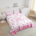 thumbnail image 4 of Erosebridal Princess Bow Comforter Sets Queen Size, Initial R Letter Comforters & Duvets, Pink Heart Decor, Lightweight 3 Pieces, 4 of 8