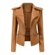 thumbnail image 1 of Chaqueta delgada de cuero con cuello levantado y cremallera para mujer Fridja  BV0+743, 1 of 5