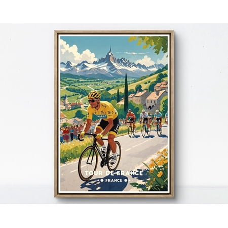 Kna Prints - 1 Pc Poster Tour De France Vintage , Cycling Landscape Art, French Cotryside Wall Decor, Frace, UNFRAMED-16x24