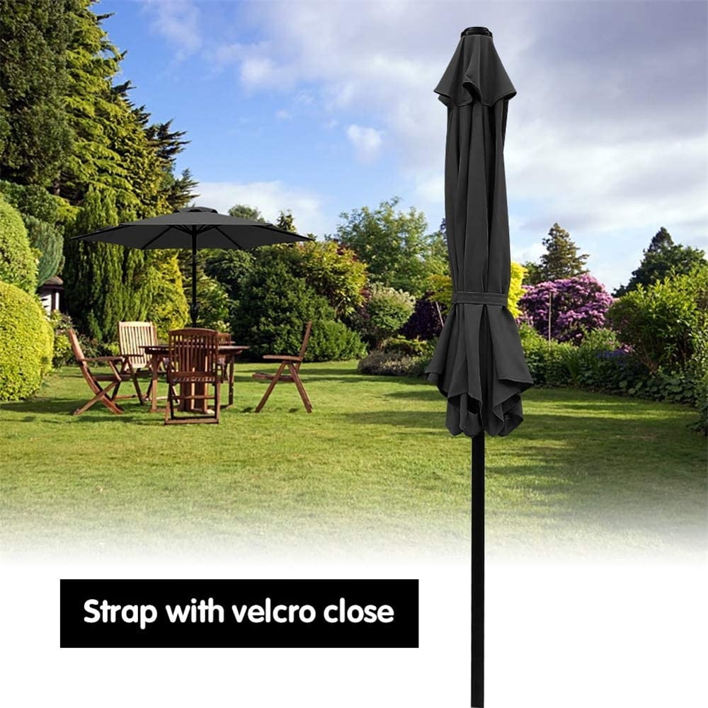 7.5 ft Patio Umbrella Outdoor Market Table Umbrella with Crank, 6 Ribs, Polyester Canopy, Black