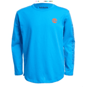 Timberland Boy's Tree Accent Logo Sleeve Bill Long Sleeve Tee Blue Size XL