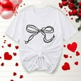 thumbnail image 1 of Offre Limitée Iumwxz T-Shirts Basiques Plissés Décontractés pour Femmes Blouses pour Femmes T-Shirts Graphiques à Nœud Col Rond Manches Courtes Blouse Tops pour Dames Doux et Confortables Course Course, 1 of 4
