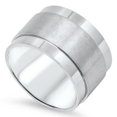 Wide Matte Finish Men's Wedding Ring New 316L Stainless Steel Band Size 8