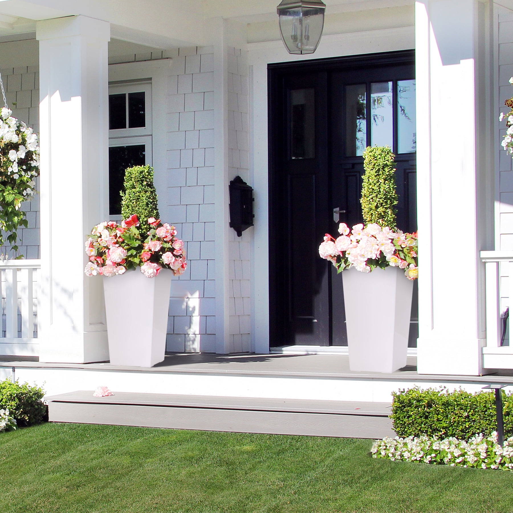 MAROUTE 22.5 Inch Tall Rectangular Planters, Outdoor and Indoor for Patio, Porch, Set of 2