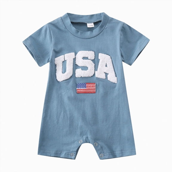 GEWSEY Short Sleeve Romper Solid Jumpsuit Cotton Clothes Baby Girl Boy One-Piece Outfit 12-18 Months Blue