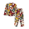 thumbnail image 2 of Goofa Retro Floral Butterfly Printed Women’s 2 Piece Pajama Set Super,Pajamas Women's Long Sleeve Sleepwear Soft Button Down Loungewear Pjs Lounge Set Nightwear-, 2 of 9