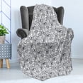thumbnail image 4 of Floral Soft Flannel Fleece Blanket, Vintage Look Poppy Flowers Monochrome Sketch Style on Plain Background, Cozy Plush for Indoor and Outdoor Use, 50" x 70", Dark Blue Grey and White, by Ambesonne, 4 of 5