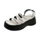 thumbnail image 2 of Sandalias de plataforma para mujer, pantuflas sin cordones con hebilla ajustable, planas 37, 2 of 9