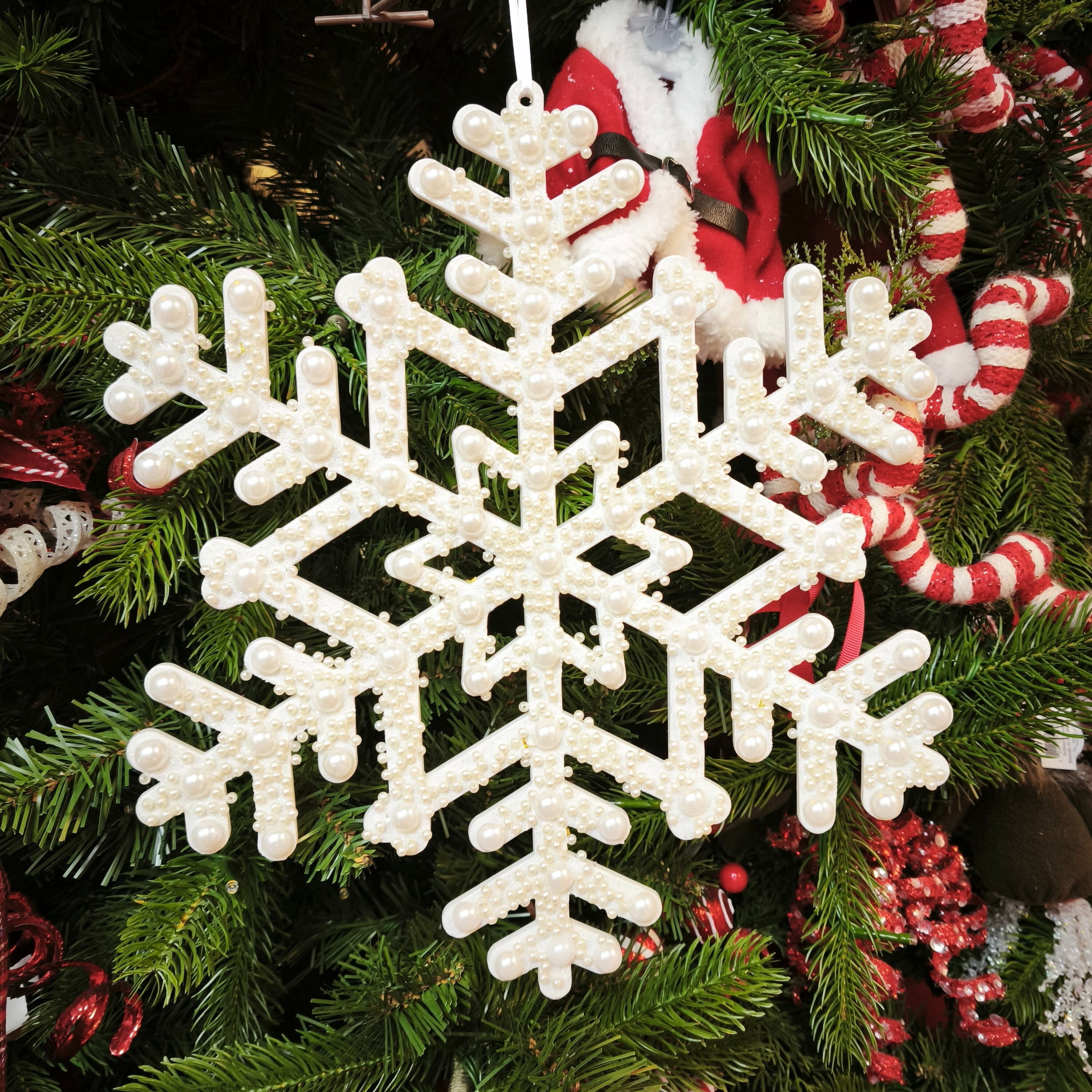 White Pearl Jumbo Snowflake Christmas Ornament, 14", by Holiday Time