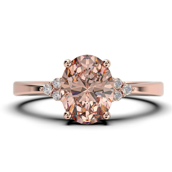 Dazzling Minimalist 1.50 Carat Oval Cut Morganite And Diamond Moissanite Engagement Ring, Classic Wedding Ring In 10K Solid Rose Gold, Gift For Loveria, Gift For Her Promise Ring