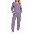 thumbnail image 3 of UVN Two Piece Sets for Women Casual Outfits Sets Textured Long Sleeve Shirts and Long Pants Lounge Set Fall Pajama Sets with Pockets, 3 of 9