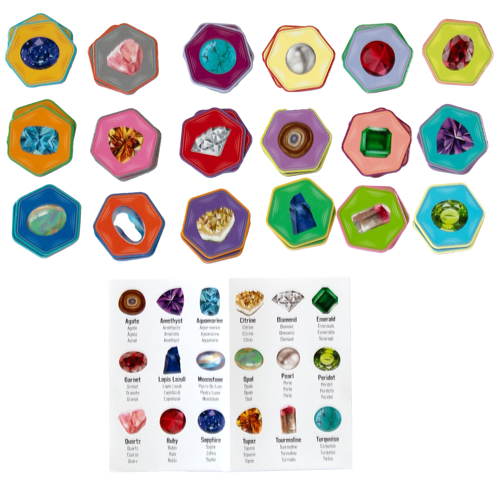 eeboo: Memory & Matching Game: Little Gemstones - 18 Pairs To Memorize, Colorful Gems, Encourages Recognition, Concentration Skills, Kids Ages 5+
