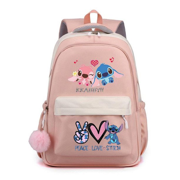 Lilo And Stitch-Mochila escolar para adolescentes y niños, morral de viaje de Color sólido, multifunción para ordenador portátil