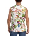thumbnail image 4 of Goofa Birds And Flowers Printed Men's Sleeveless T-Shirt - Athletic Gym Workout Tank Top for Men - Moisture-Wicking, UPF 30+ Quick-Dry Muscle Tee-Small, 4 of 8