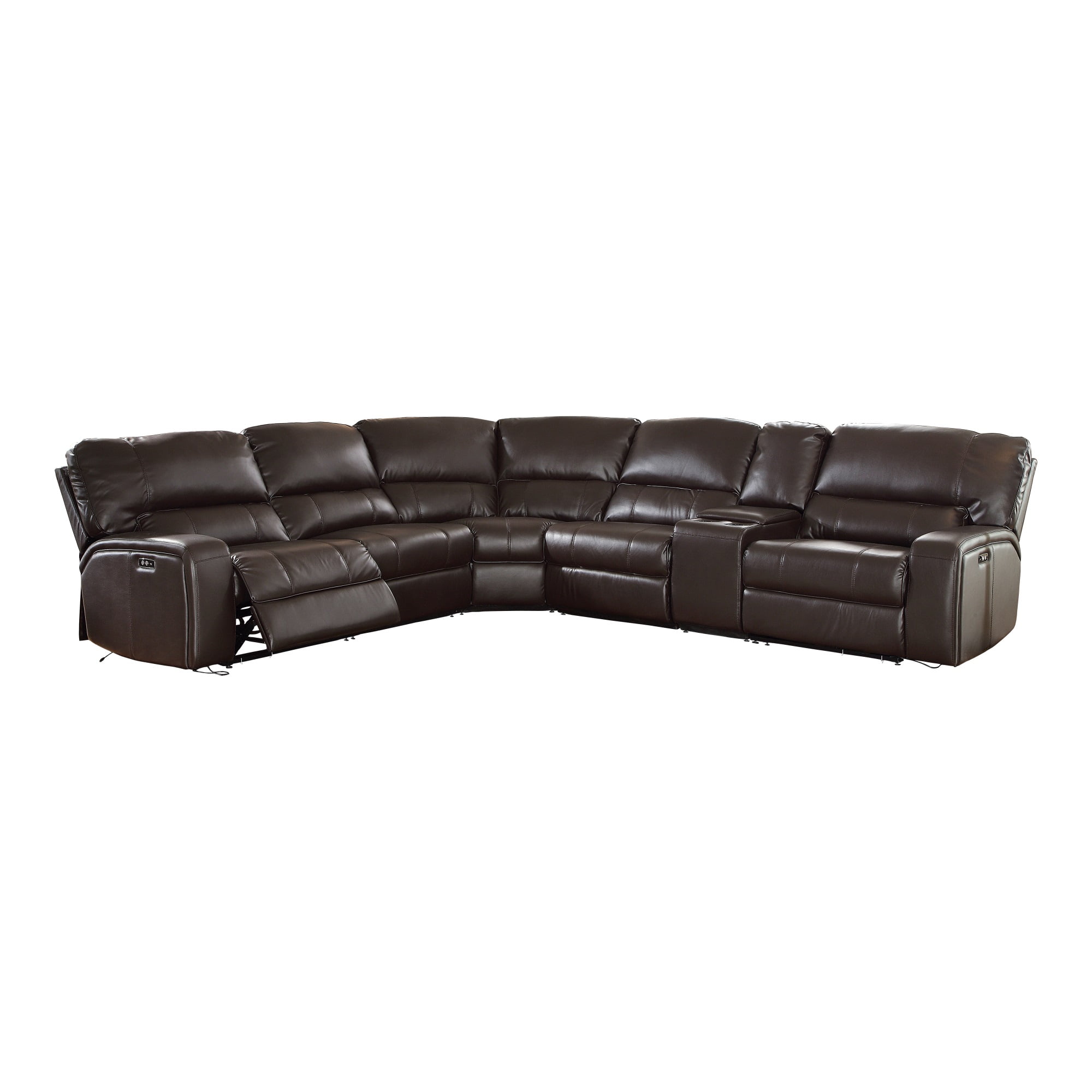 Leather Upholstery Sectional Sofa With Power Motion And USB Dock