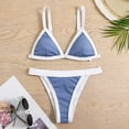 thumbnail image 4 of Fall Stylish 2024 SMihono Women's Ribbed Triangle Bikini Set High Waist Swimsuit Bathing Suits Two Piece Blue 4, 4 of 7