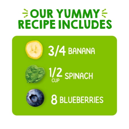 (8 POUCHES) HAPPY TOT SUPER BELLIES, STAGE 4, ORGANIC TODDLER FOOD, BANANAS, SPINACH, & BLUEBERRIES, 4 OZ