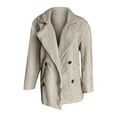 thumbnail image 4 of Women’s Fashion Striped Print Notch Lapel Wool Blend Coat With Full winter coats for women, 4 of 4