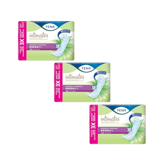 Tena Intimates Maximum Absorbency Incontinence Pads For Women Regular Length, 56 Ea, 3 Pack