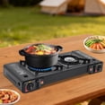 thumbnail image 4 of Propane Camping Stove, Propane Gas Stove, BDZ-2x168 Double Burner Gas Stove 63x26x12cm with Carry Case, Portable Outdoor Stove for Camping, Picnic, BBQ, Tailgating, Durable Iron, 4 of 10