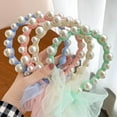 thumbnail image 6 of Kids Girls Pearl Headbands with Ribbon, White Pearl Hairbands Bridal Hair Hoop Cute Headbands Party Wedding Hair Accessories for Baby Children Kids Girls, 1/4/7 Pack, 6 of 9