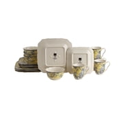 222 Fifth Adelaide Yellow Porcelain Dinnerware Set, 16 Piece with Dishes